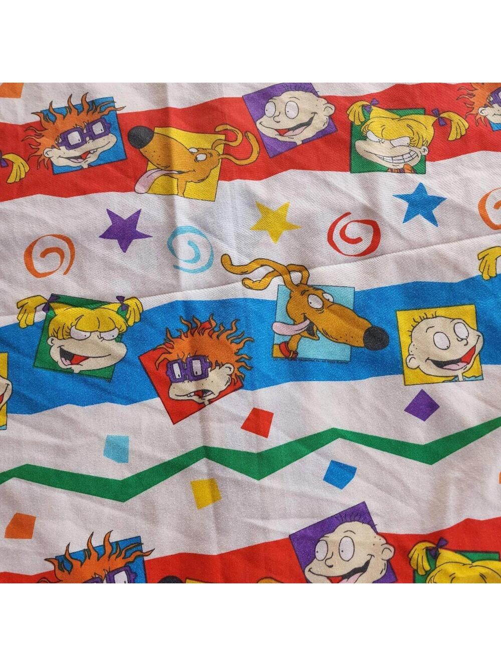 1990s Vintage Rugrats Nickelodeon Flat Sheet & Pillow Case Bedding - Picture 3 of 7